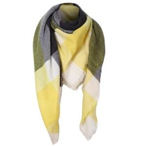 Brushed Plaid Square Wrap scarf blanket